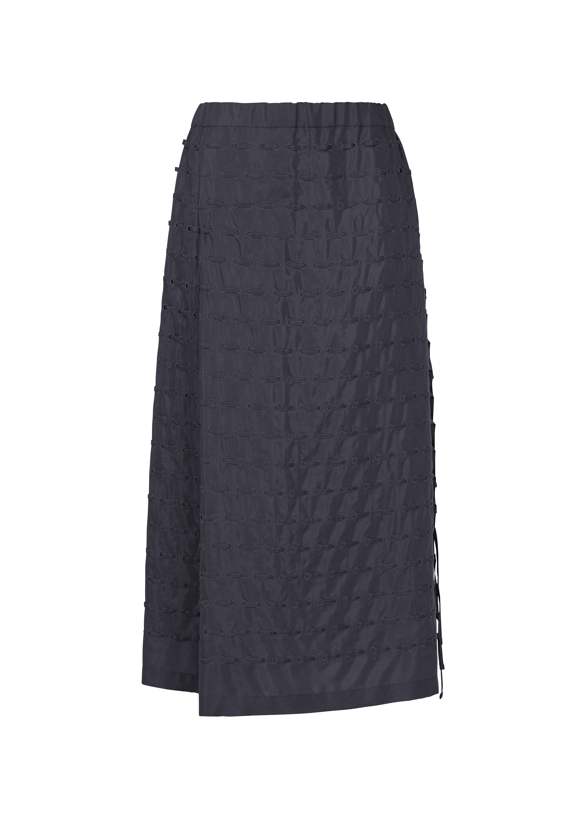 A product shot of the HaaT HOLE & LINE skirt in navy.