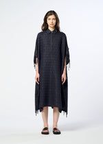 A model wears the HaaT HOLE & LINE hole-line-dress-navy.
