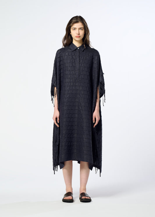 A model wears the HaaT HOLE & LINE hole-line-dress-navy.