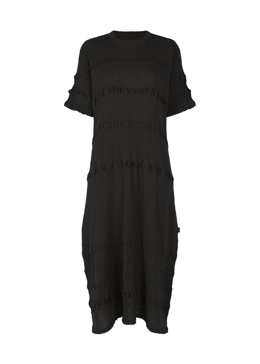 A product shot of the HaaT KYO CHIJIMI TSUCHIKABE dress in black.