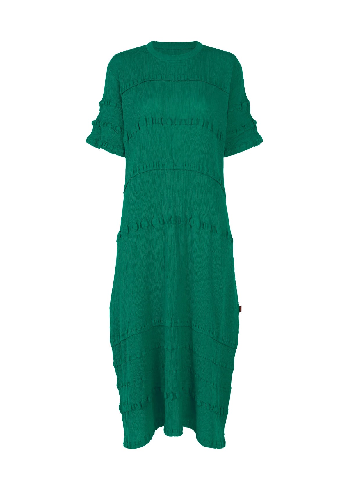A product shot of the HaaT KYO CHIJIMI TSUCHIKABE dress in green.