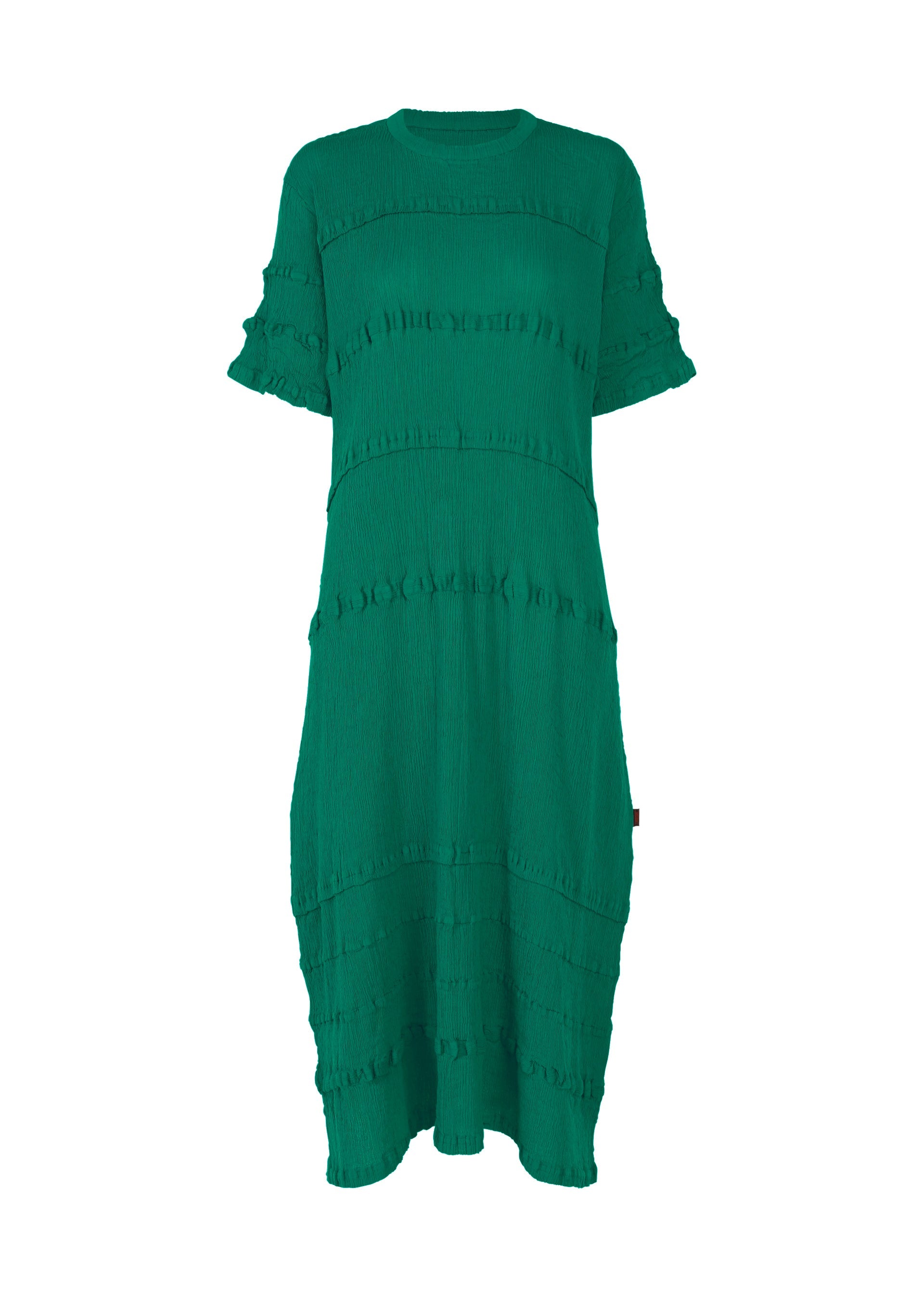 A product shot of the HaaT KYO CHIJIMI TSUCHIKABE dress in green.