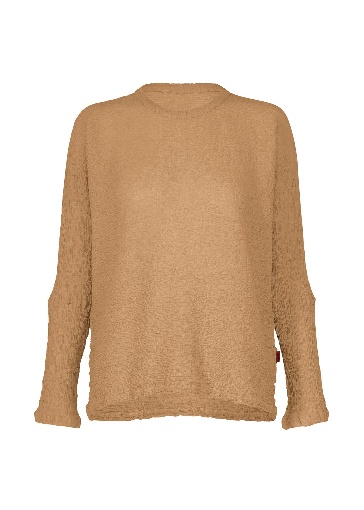 A product shot of the HaaT KYO CHIJIMI 2WAY top in camel.