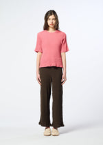 A model wears the HaaT KYO CHIJIMI AUGUST kyo-chijimi-august-top-dark-brown.
