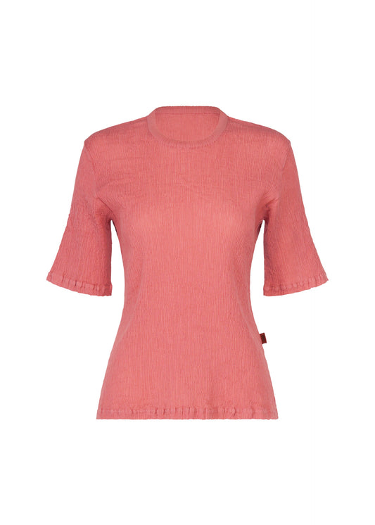 A product shot of the HaaT KYO CHIJIMI AUGUST top in coral.