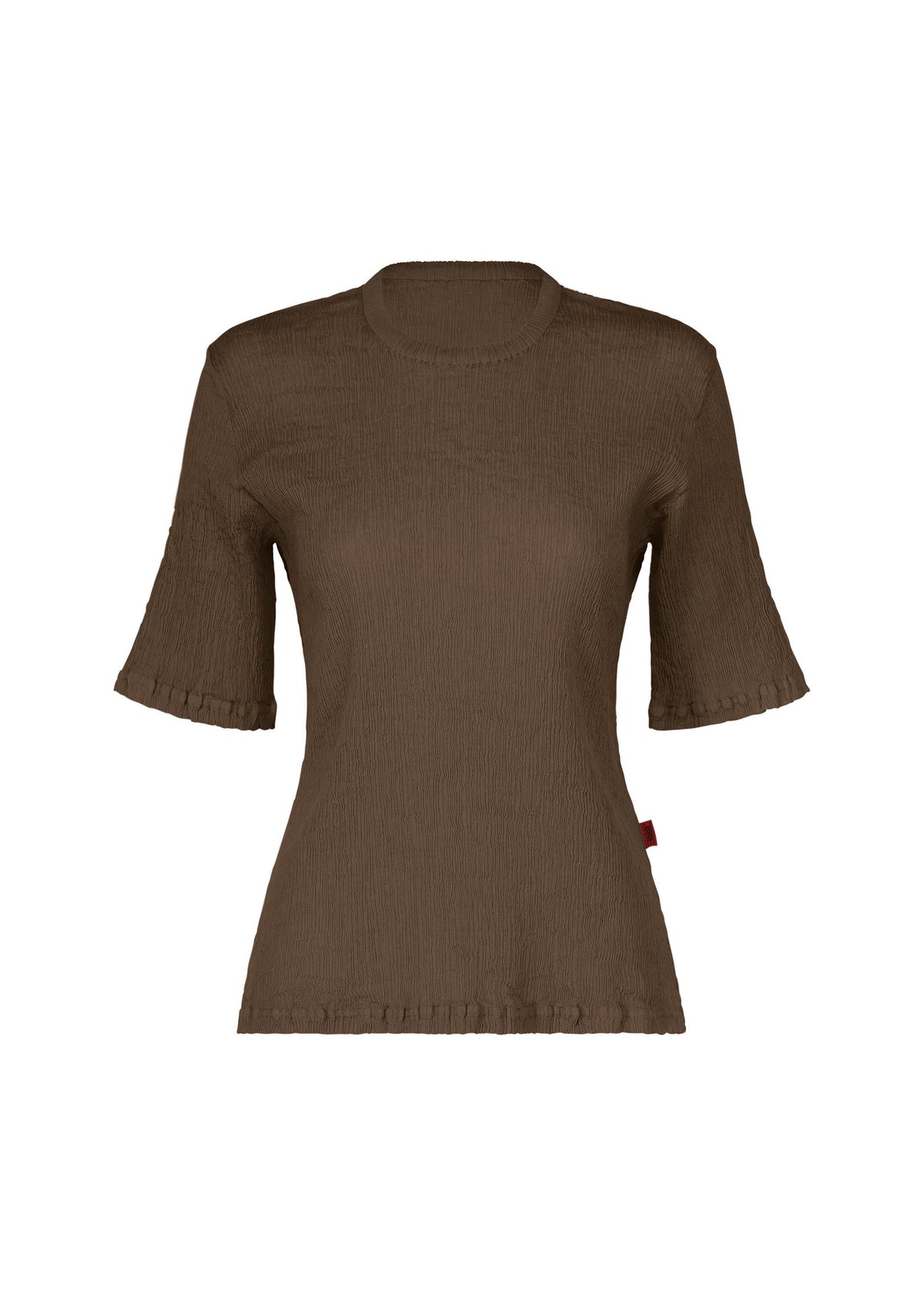 A product shot of the HaaT KYO CHIJIMI AUGUST top in dark brown.