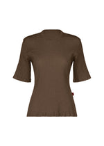 A product shot of the HaaT KYO CHIJIMI AUGUST top in dark brown.