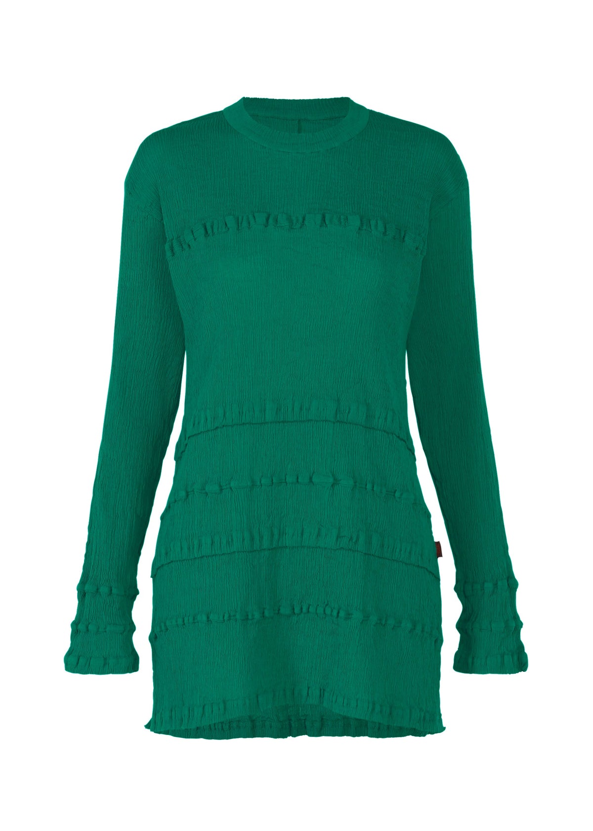 A product shot of the HaaT KYO CHIJIMI TSUCHIKABE top in green.