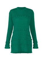 A product shot of the HaaT KYO CHIJIMI TSUCHIKABE top in green.