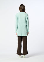 A model wears the HaaT KYO CHIJIMI AUGUST kyo-chijimi-august-cardigan-pale-blue.