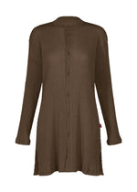 A product shot of the HaaT KYO CHIJIMI AUGUST cardigan in dark brown.