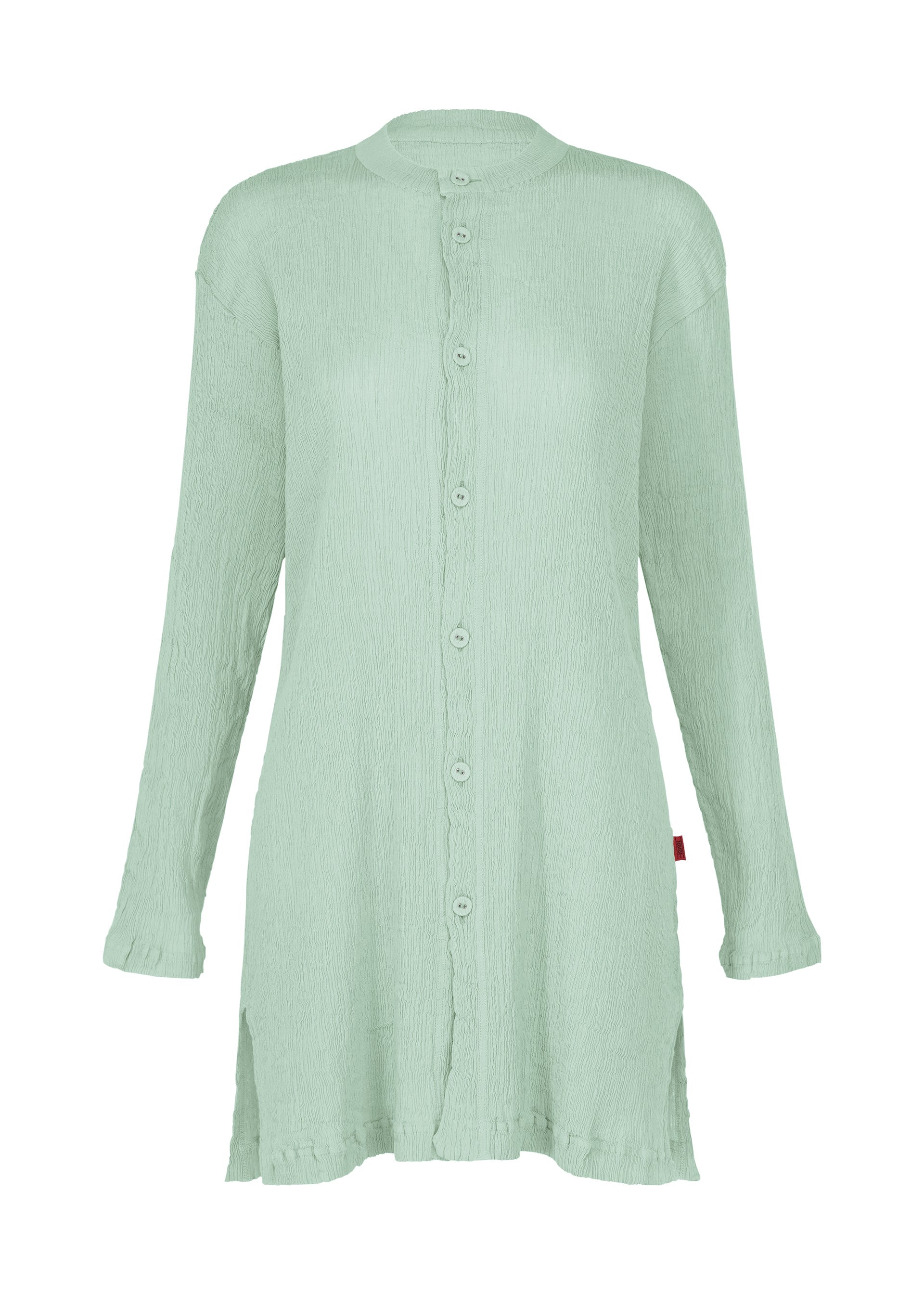 A product shot of the HaaT KYO CHIJIMI AUGUST cardigan in pale blue.