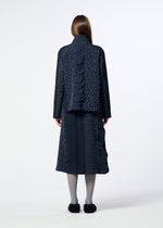A model wears the HaaT COLLAGE STRETCH Ⅰ collage-stretch-i-skirt-navy.
