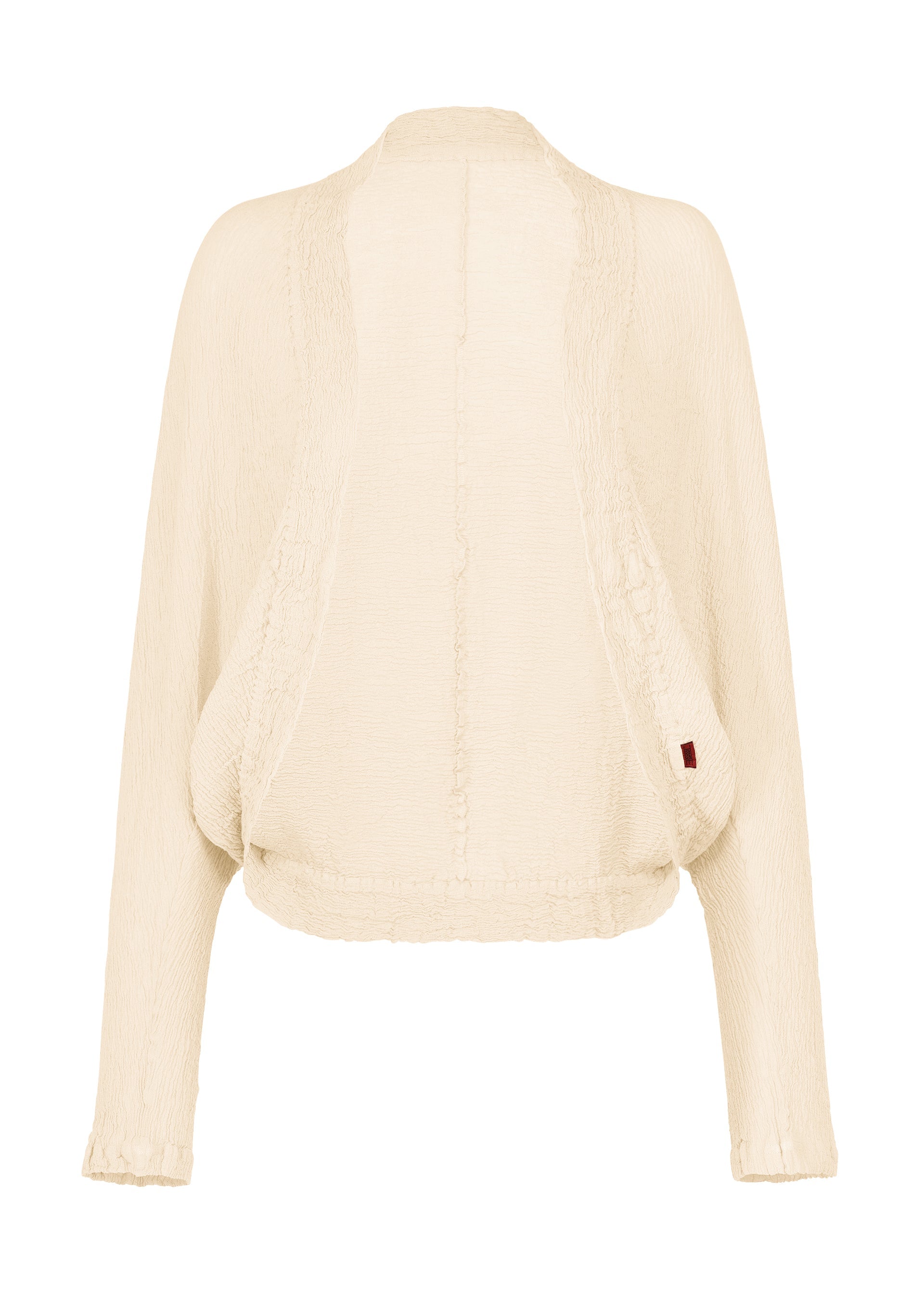 A product shot of the HaaT KYO CHIJIMI 2WAY cardigan in ivory.