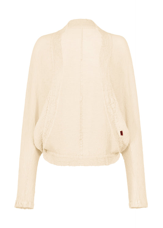 A product shot of the HaaT KYO CHIJIMI 2WAY cardigan in ivory.
