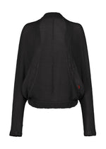 A product shot of the HaaT KYO CHIJIMI 2WAY cardigan in brownish black.