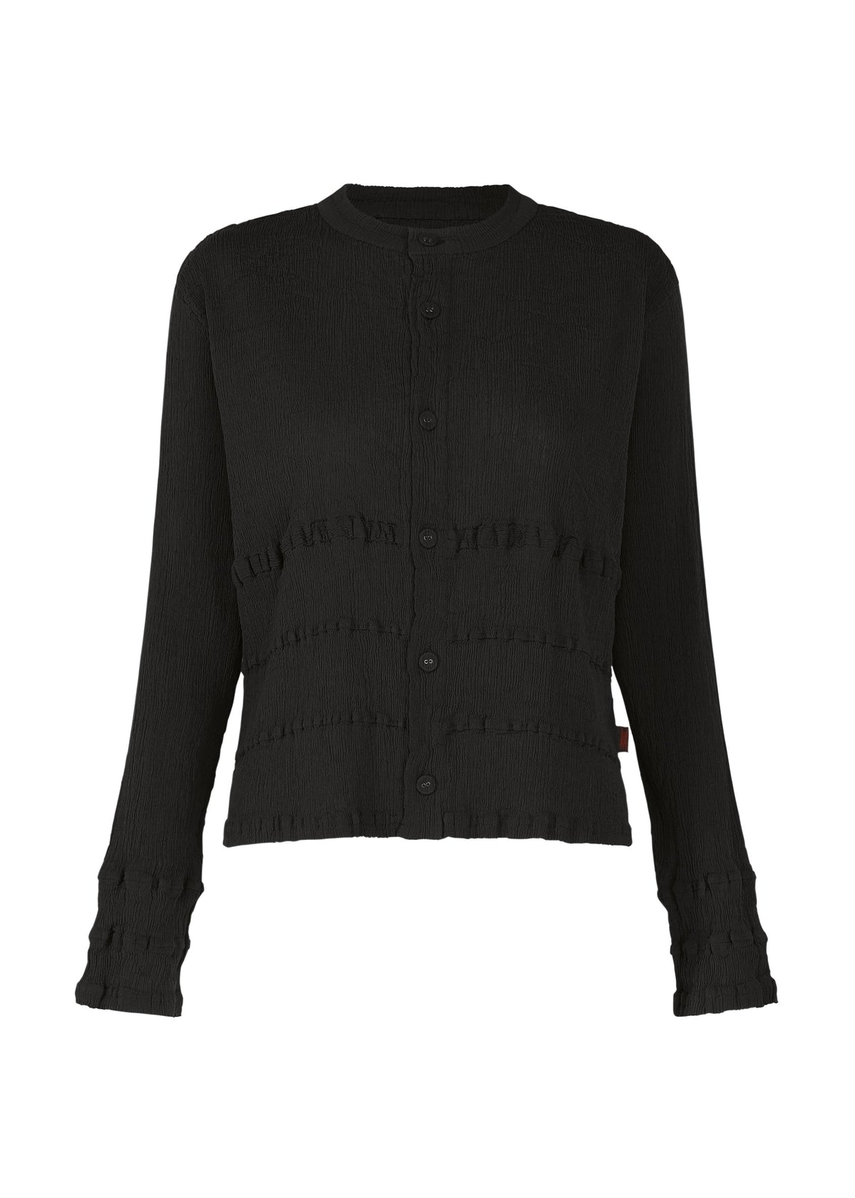 A product shot of the HaaT KYO CHIJIMI TSUCHIKABE cardigan in black.