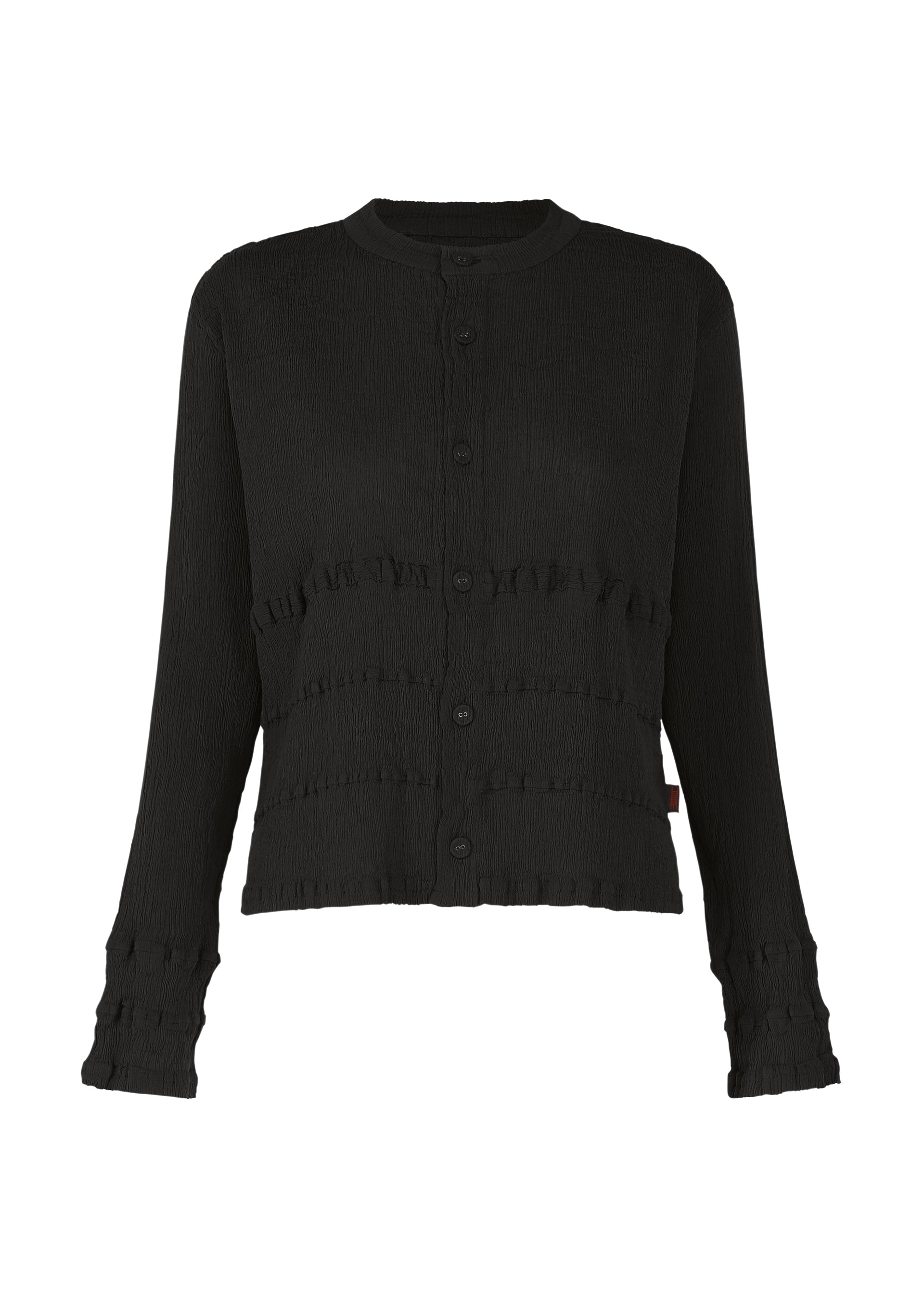 A product shot of the HaaT KYO CHIJIMI TSUCHIKABE cardigan in black.