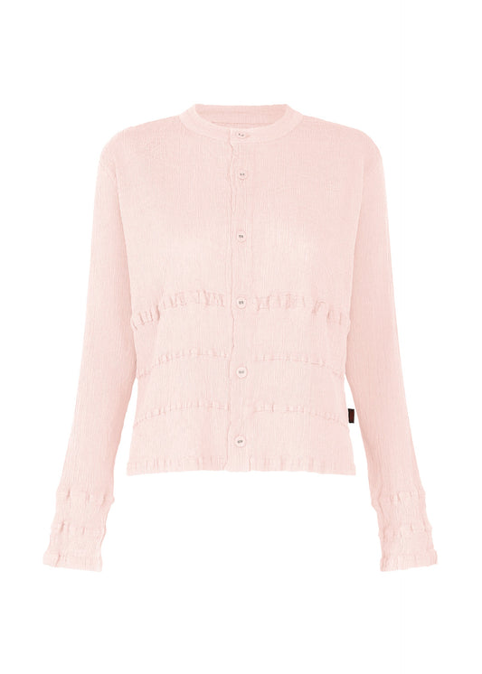 A product shot of the HaaT KYO CHIJIMI TSUCHIKABE cardigan in light pink.