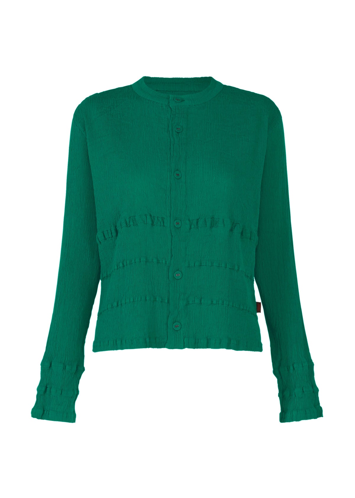 A product shot of the HaaT KYO CHIJIMI TSUCHIKABE cardigan in green.
