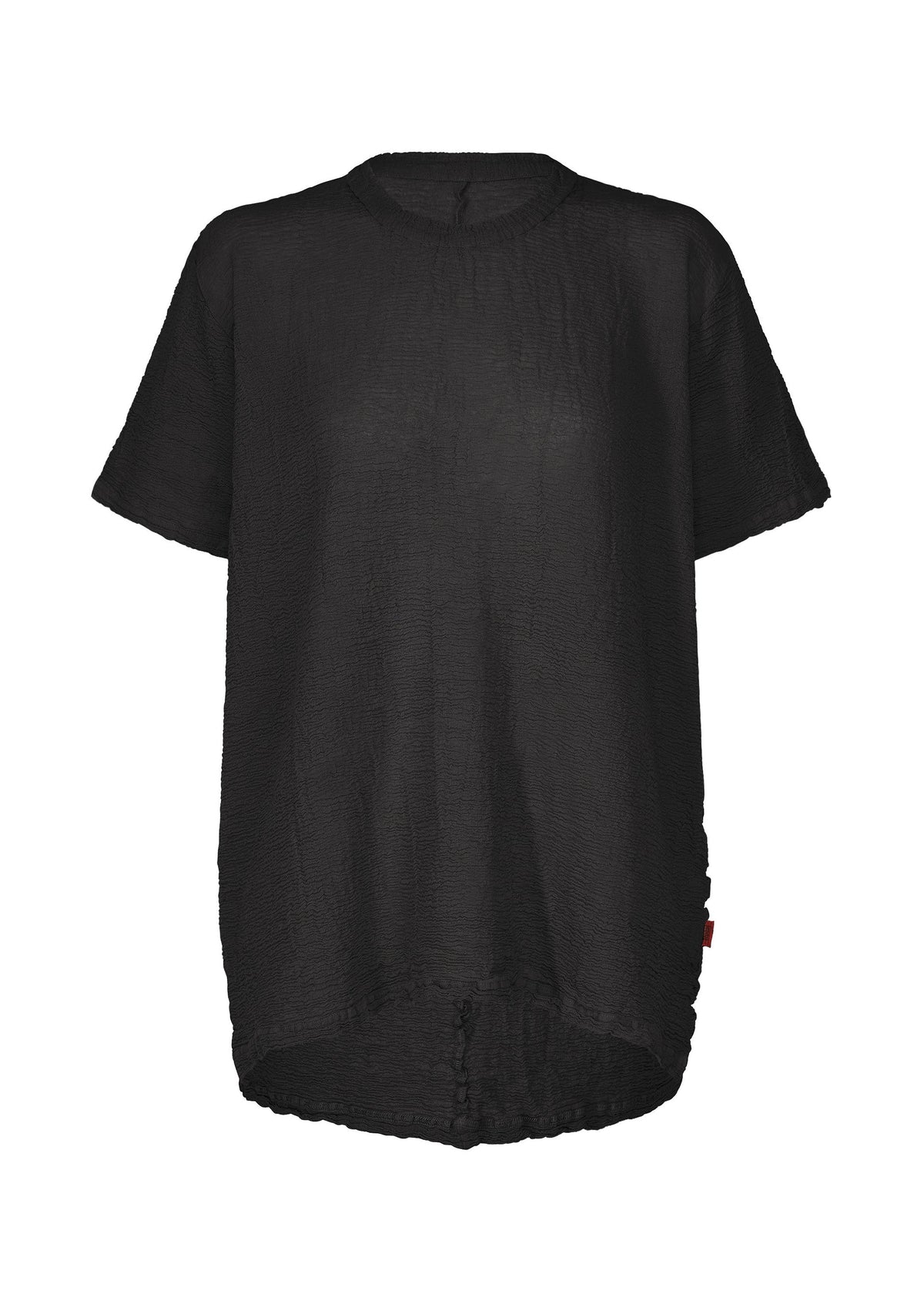A product shot of the HaaT KYO CHIJIMI 2WAY tunic in brownish black.