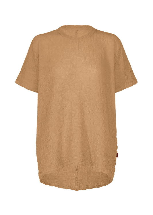 A product shot of the HaaT KYO CHIJIMI 2WAY tunic in camel.