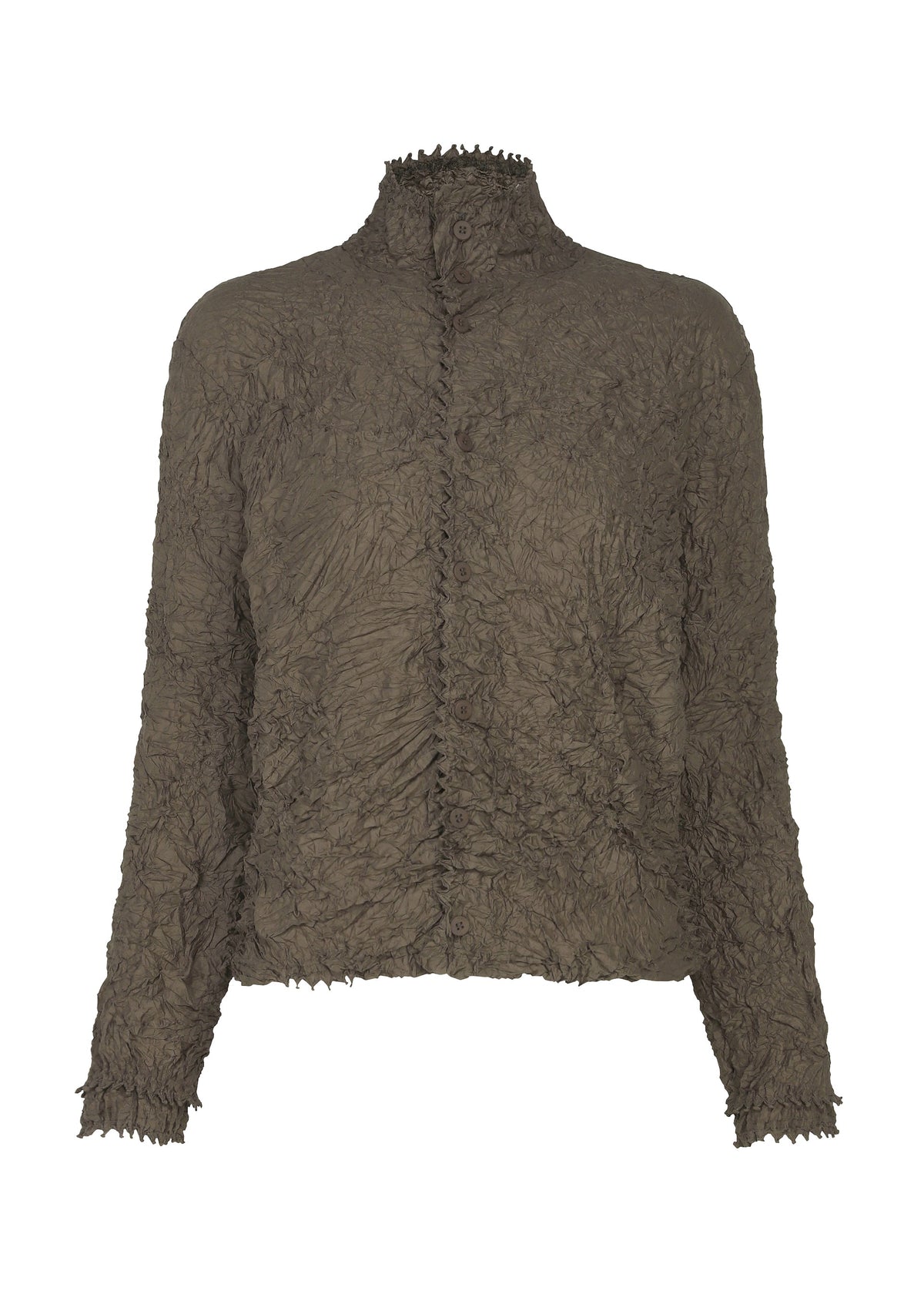 A product shot of the HaaT KUMO SHIBORI cardigan in brown.