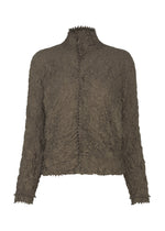 A product shot of the HaaT KUMO SHIBORI cardigan in brown.