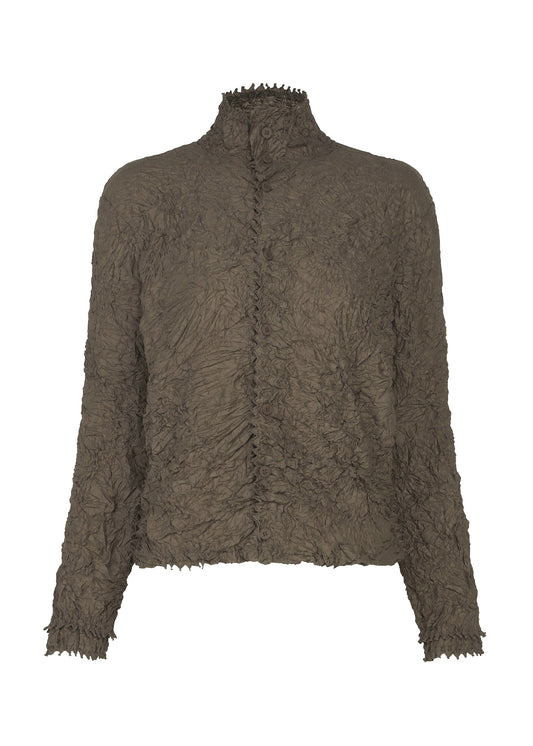 A product shot of the HaaT KUMO SHIBORI cardigan in brown.