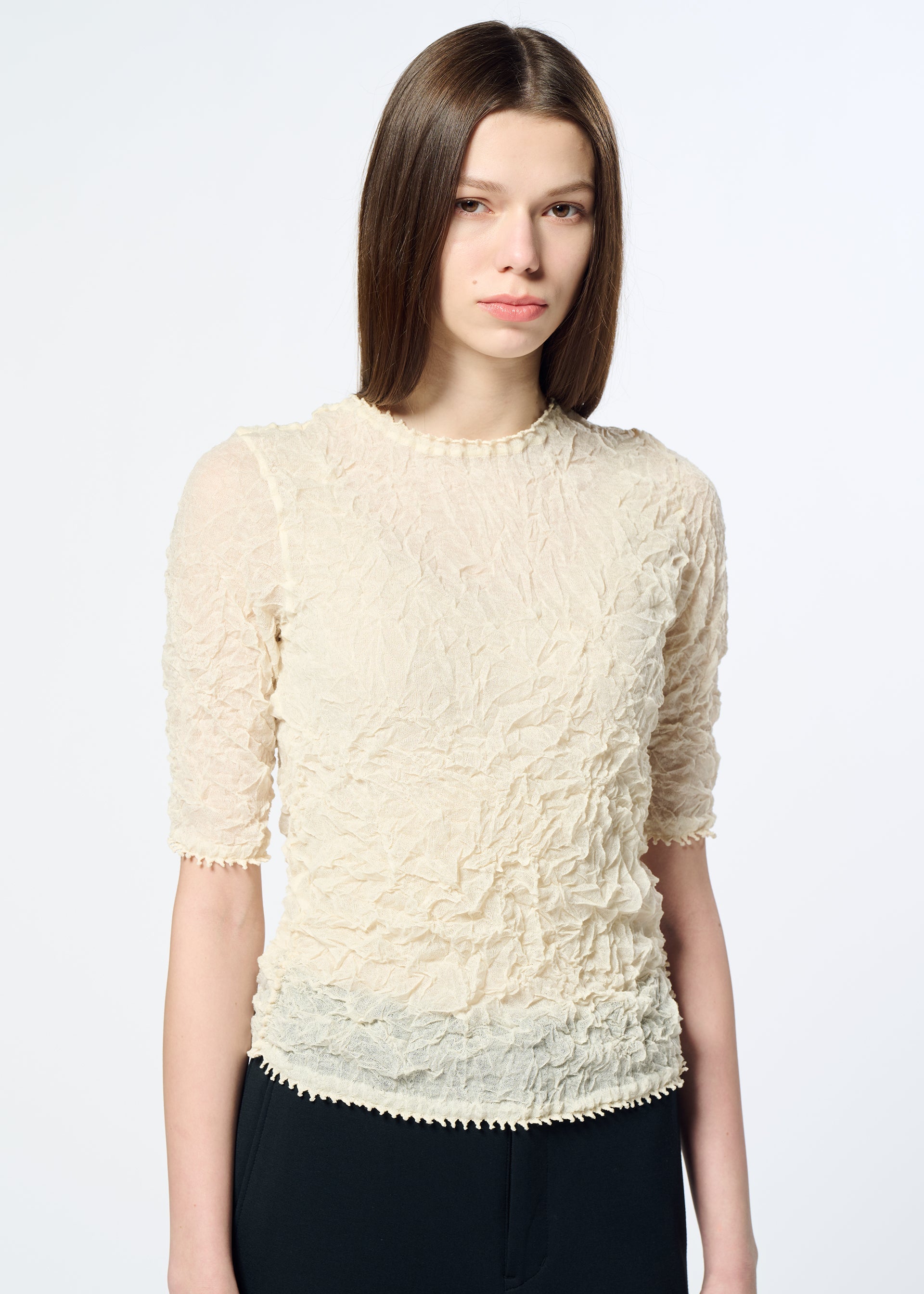 KUMO SHIBORI KNIT SHEER Top Off White