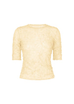 A product shot of the HaaT KUMO SHIBORI KNIT SHEER top in off white.