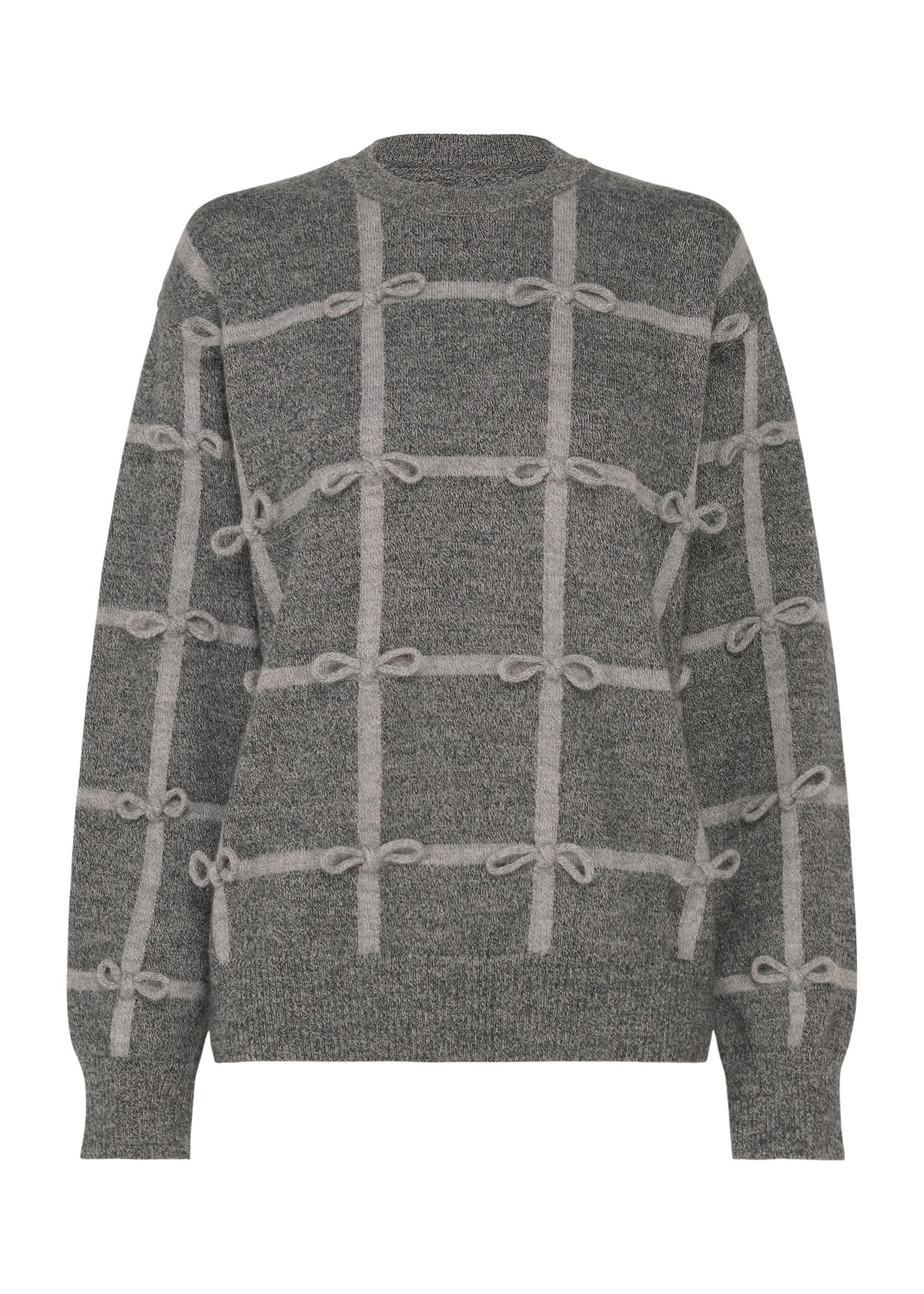 A product shot of the HaaT RIBBON KNIT top in gray.
