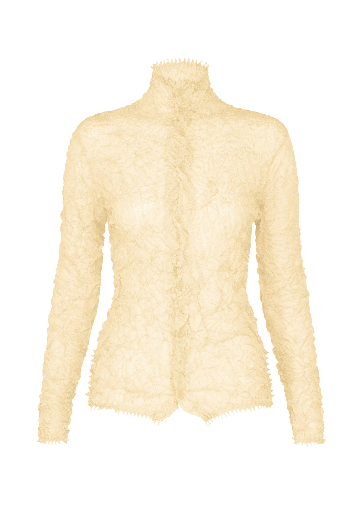 A product shot of the HaaT KUMO SHIBORI KNIT SHEER cardigan in off white.