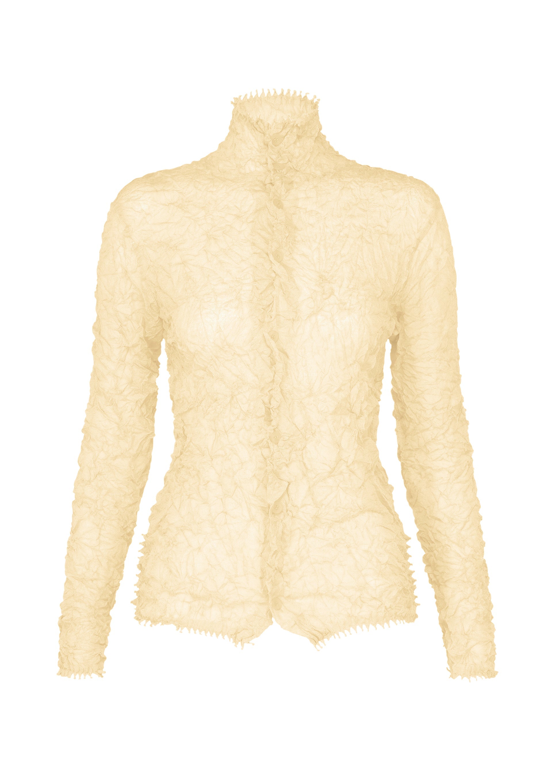 A product shot of the HaaT KUMO SHIBORI KNIT SHEER cardigan in off white.