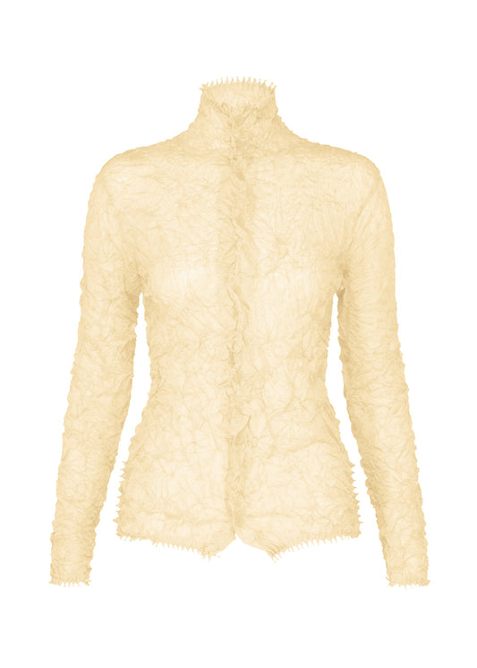 A product shot of the HaaT KUMO SHIBORI KNIT SHEER cardigan in off white.