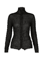 A product shot of the HaaT KUMO SHIBORI KNIT SHEER cardigan in black.