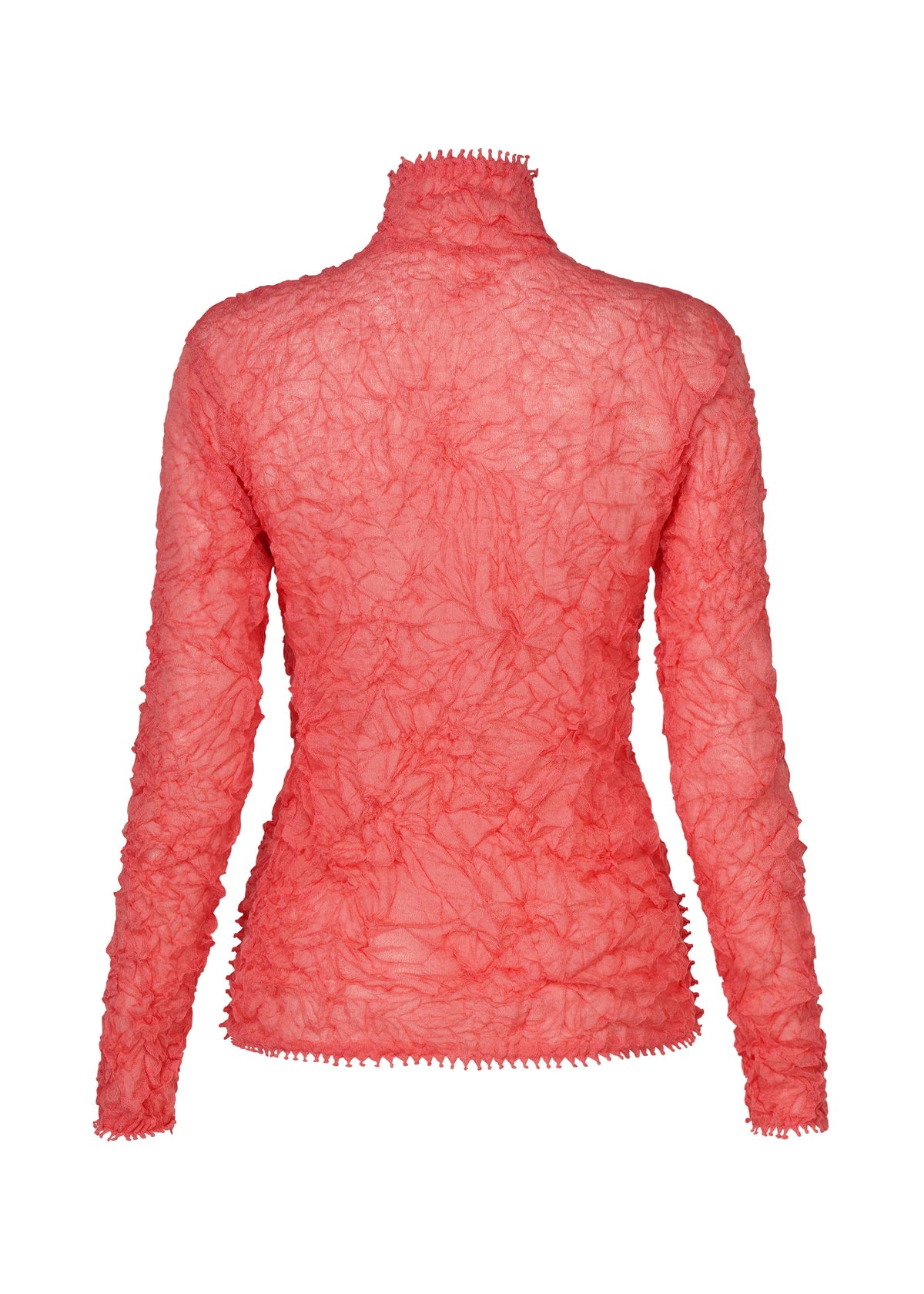 A detail shot of the HaaT KUMO SHIBORI KNIT SHEER cardigan.