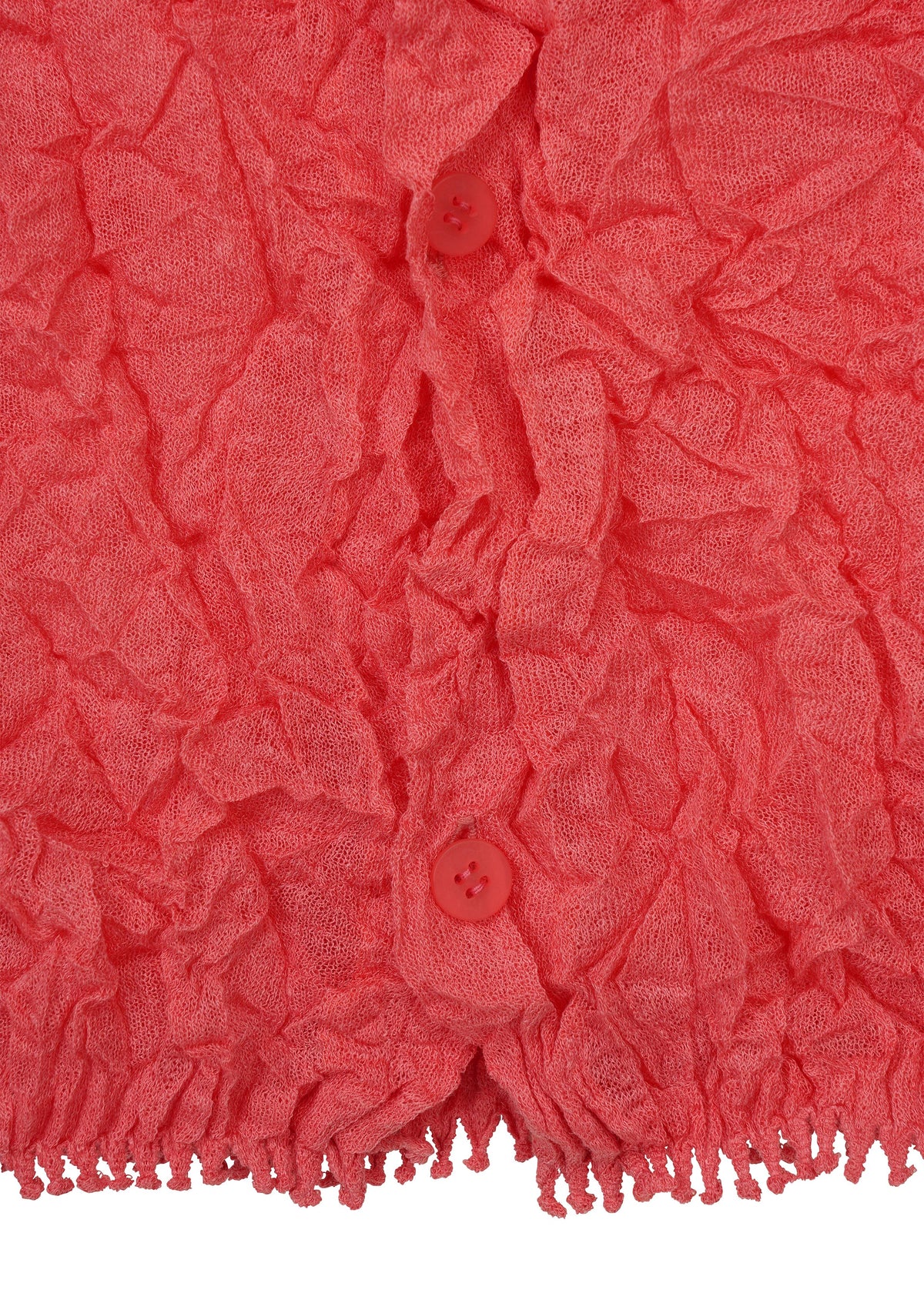 A detail shot of the HaaT KUMO SHIBORI KNIT SHEER cardigan.