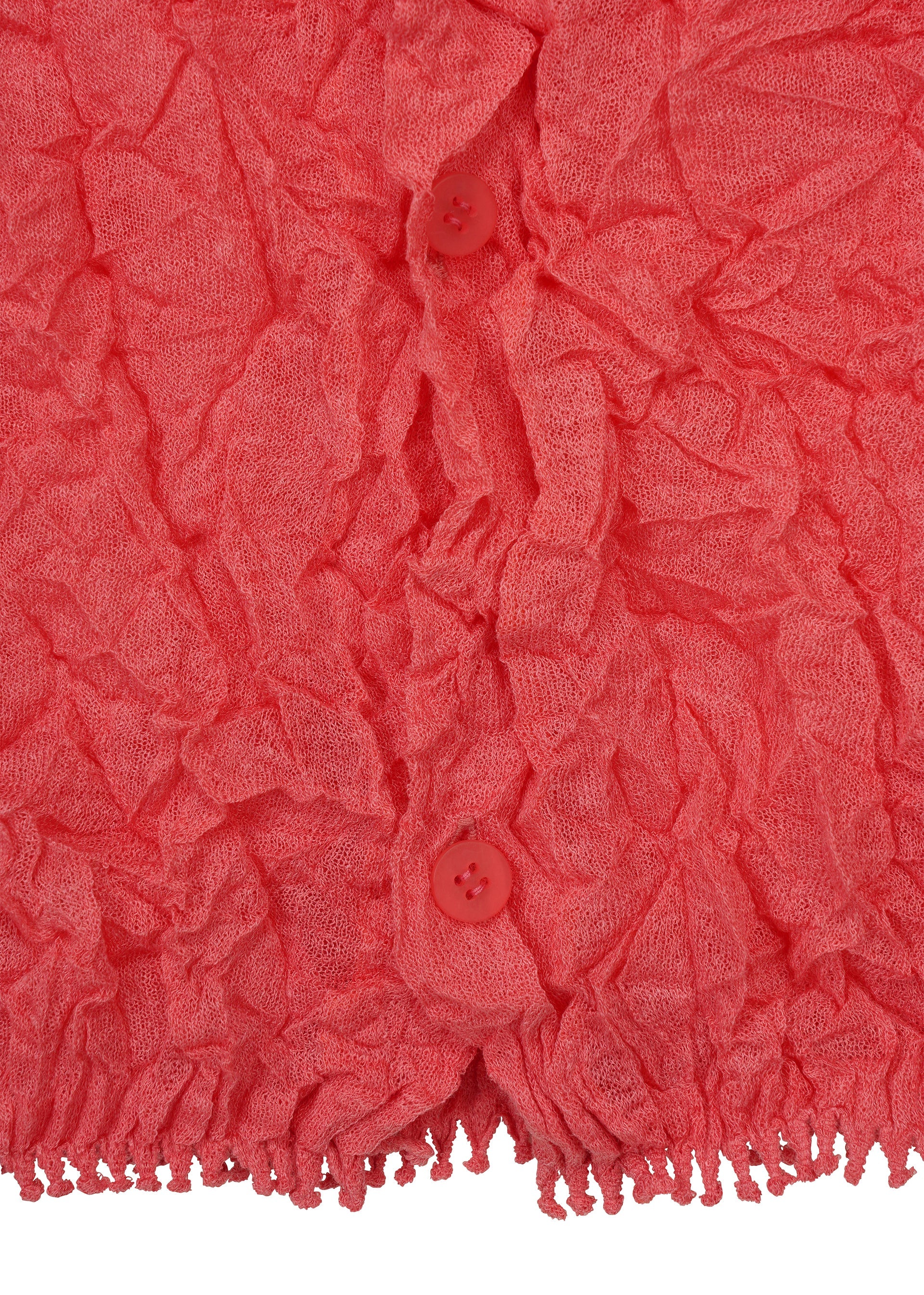 A detail shot of the HaaT KUMO SHIBORI KNIT SHEER cardigan.