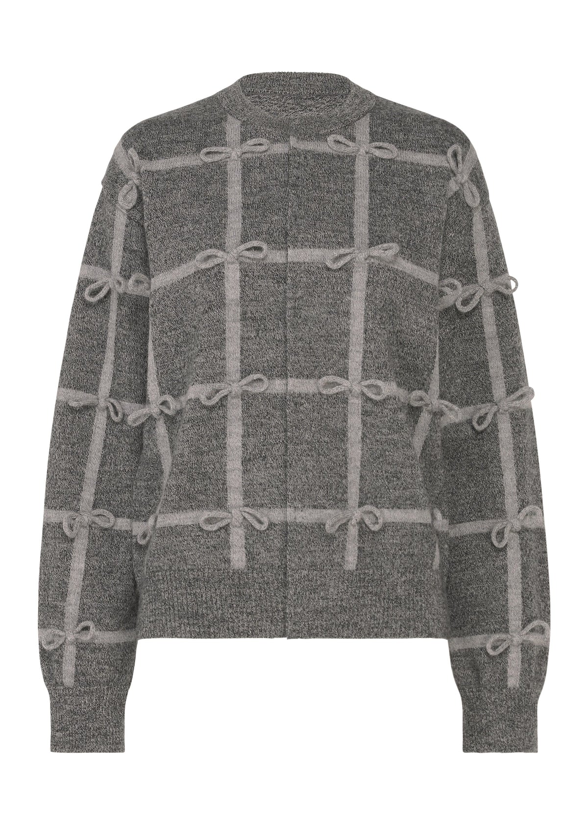 A product shot of the HaaT RIBBON KNIT cardigan in gray.