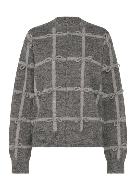 A product shot of the HaaT RIBBON KNIT cardigan in gray.