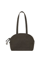 A product shot of the HaaT BLOOM & PLAID BOSTON handbag in almost black.