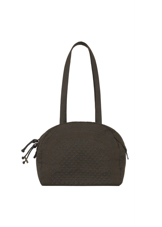 A product shot of the HaaT BLOOM & PLAID BOSTON handbag in almost black.