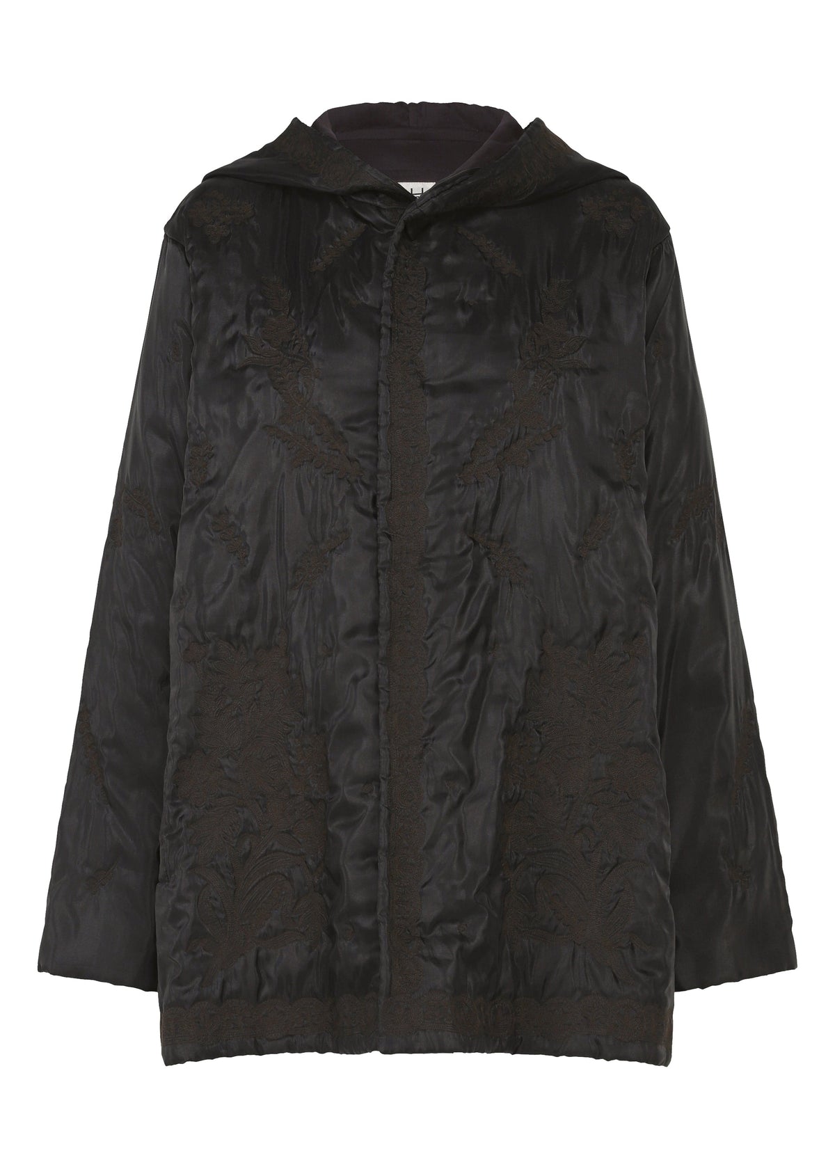 A product shot of the HaaT DELICATE FLORAL BHILL jacket in almost black.