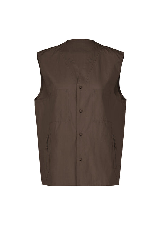 A product shot of the HaaT KANGRI POCKET DOT vest in coffee brown.