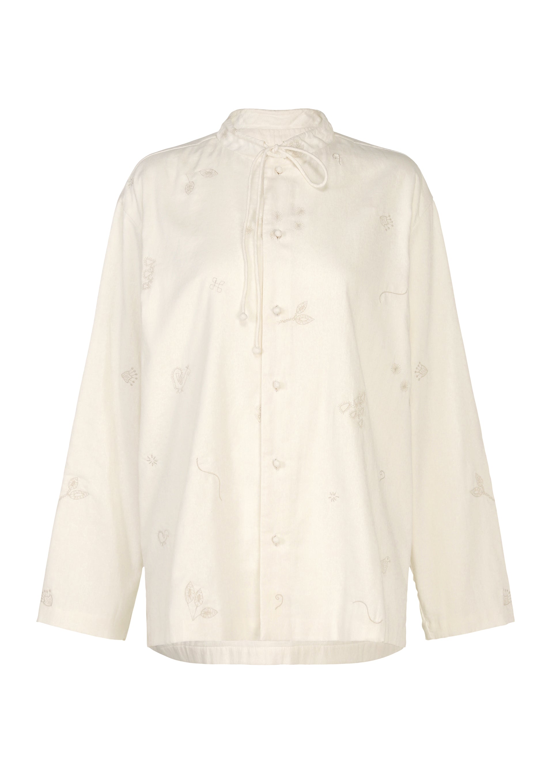 A product shot of the HaaT MULMUL BHILL top in ecru.