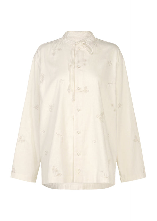 A product shot of the HaaT MULMUL BHILL top in ecru.