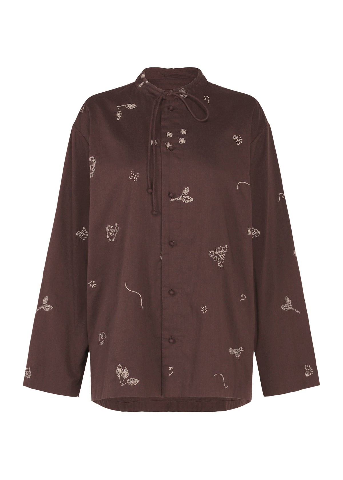 A product shot of the HaaT MULMUL BHILL top in walnut brown.