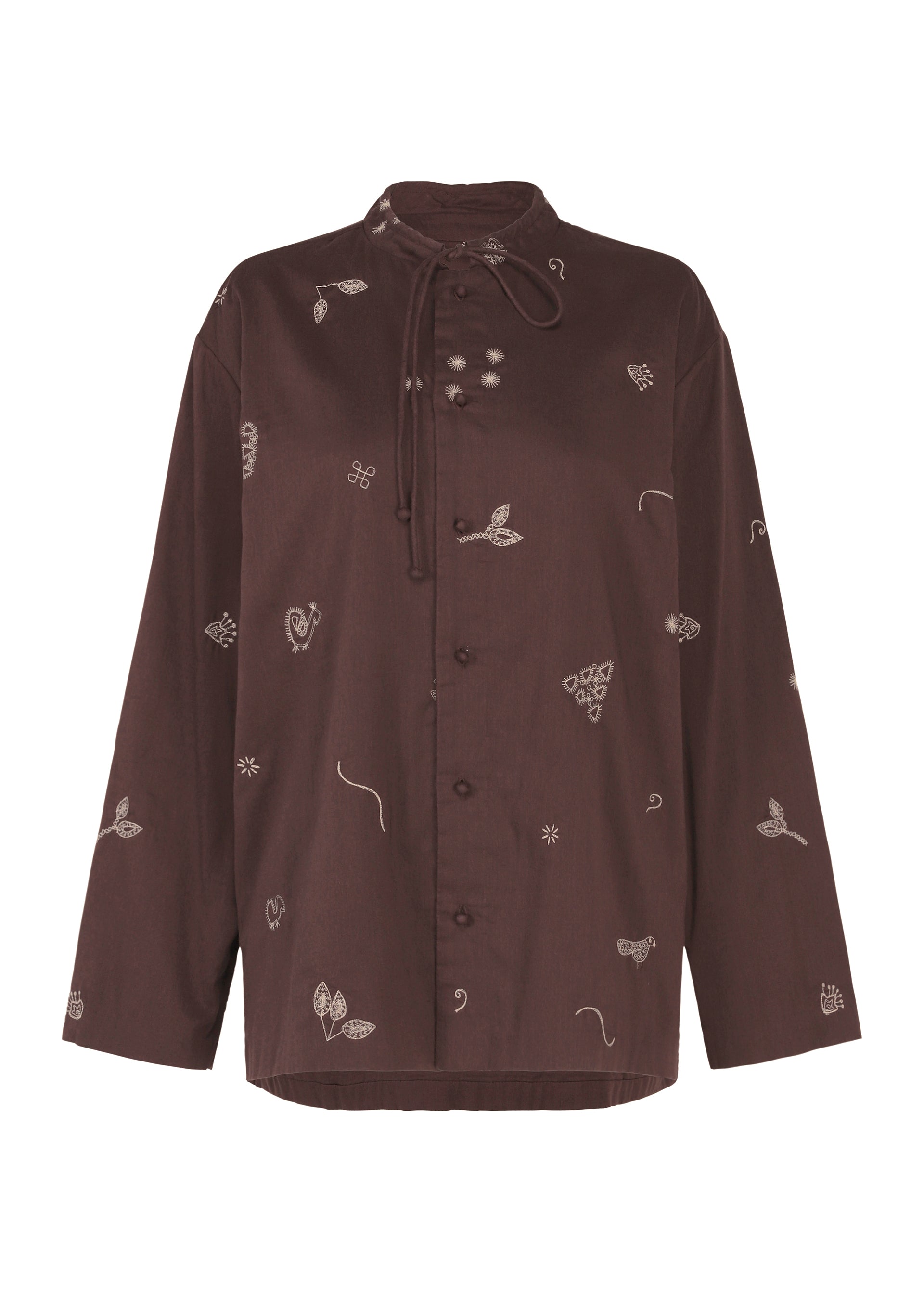 A product shot of the HaaT MULMUL BHILL top in walnut brown.