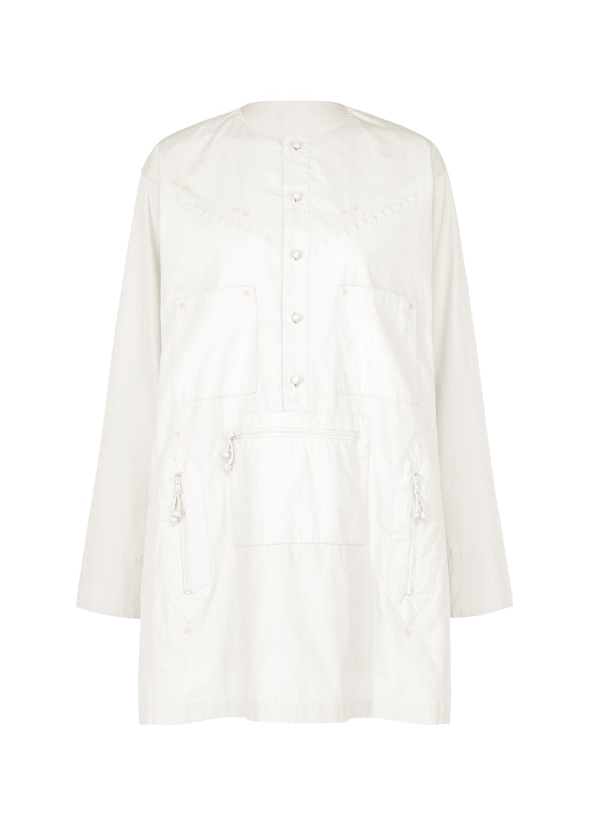 A product shot of the HaaT KANGRI POCKET DOT shirt in white.